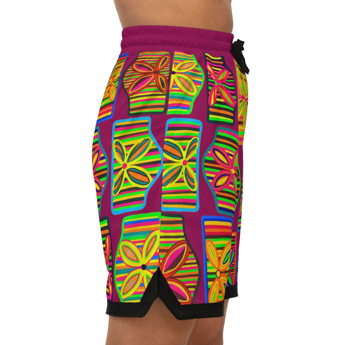 Orchid Deco Print Basketball Rib Shorts (AOP)