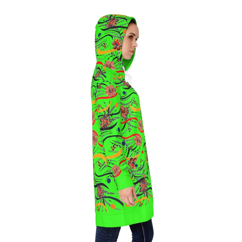 Neon Green Wilderness Hoodie Dress (AOP)