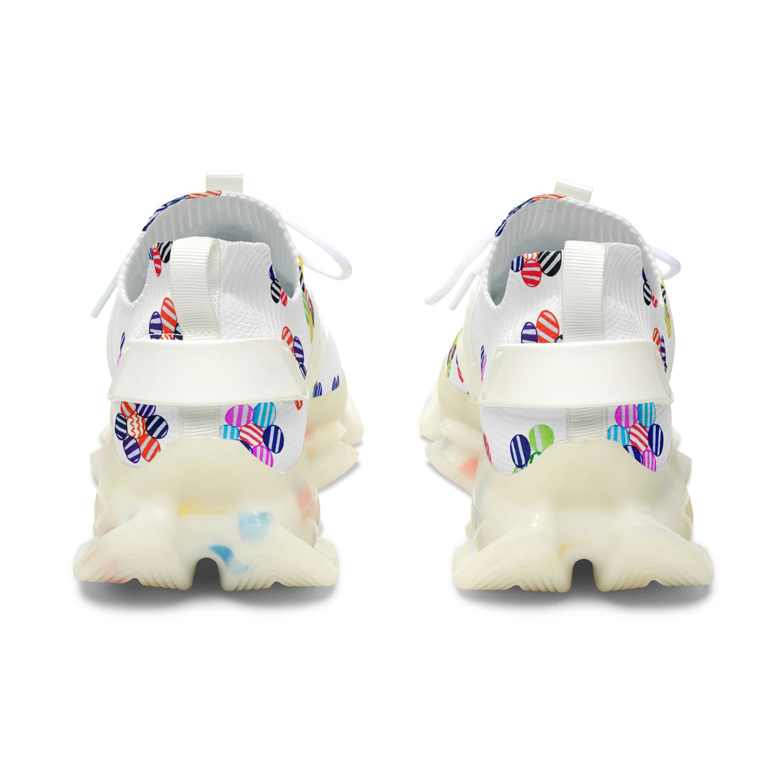 White Candy Floral Printed OTT Women's Mesh Knit Sneakers