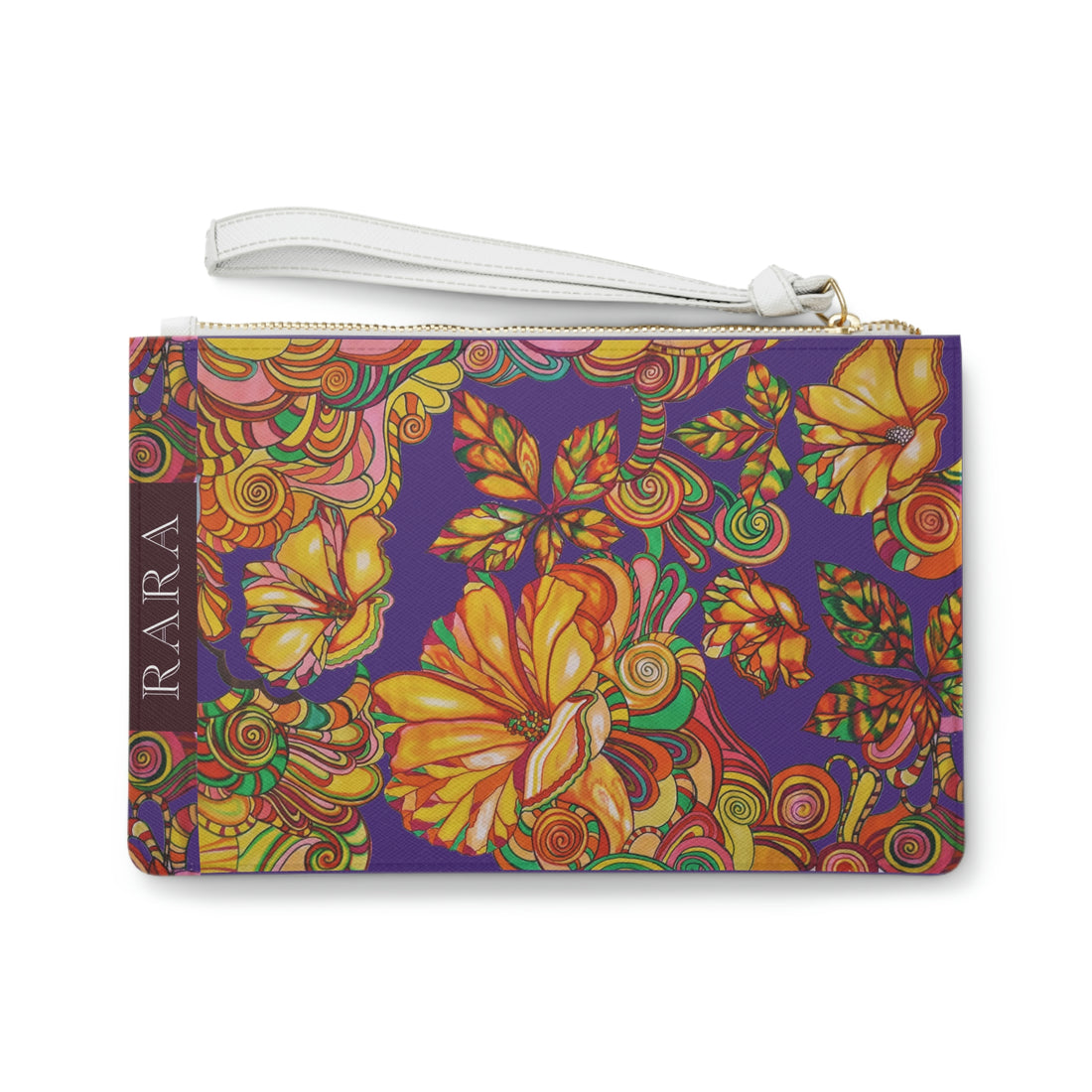 Purple Artsy Floral Clutch Bag