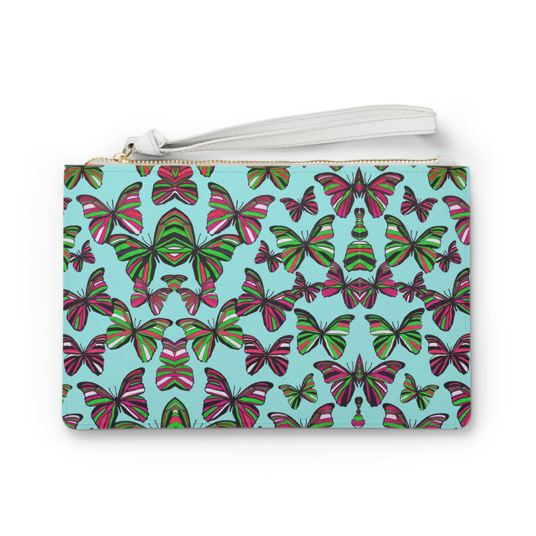 Icy Blue Butterfly Print Clutch Bag