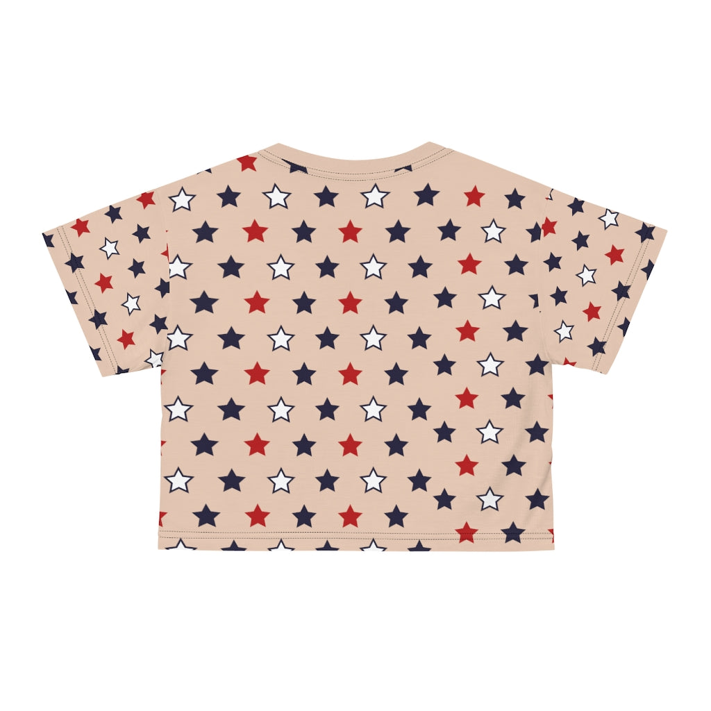 nude star printed crop t-shirt for women