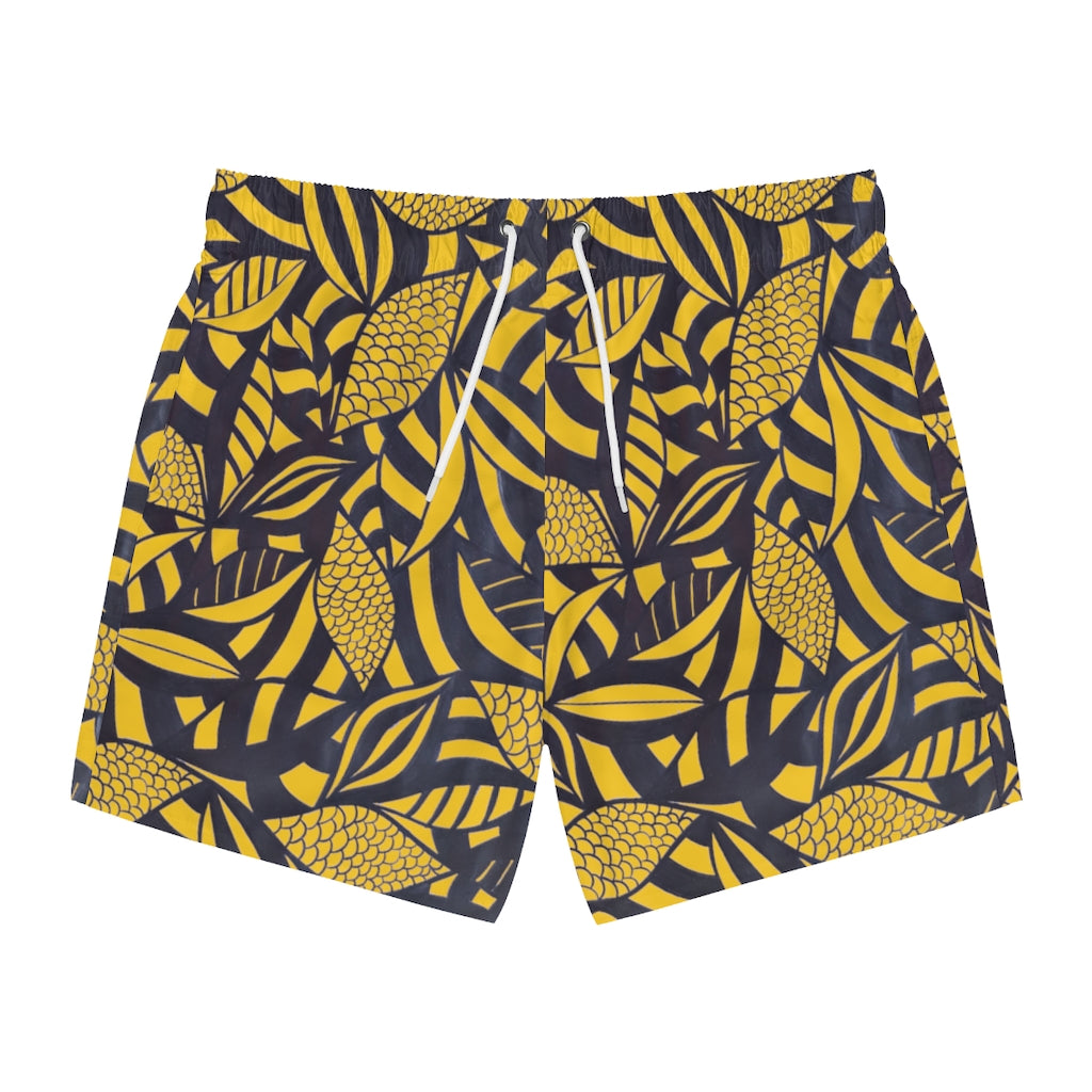 Yellow Tropical Minimalist Swimming Trunks