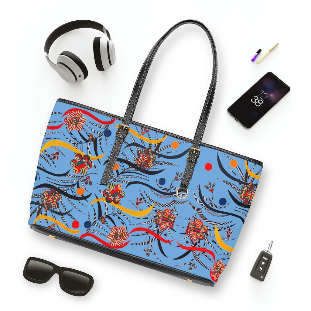 Sky Blue Wilderness PU Leather Shoulder Bag