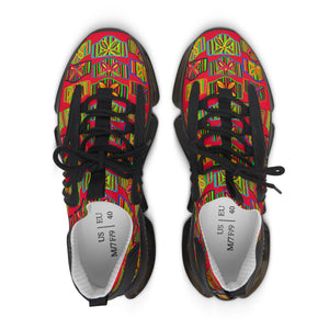 Red Deco Print OTT Women's Mesh Knit Sneakers