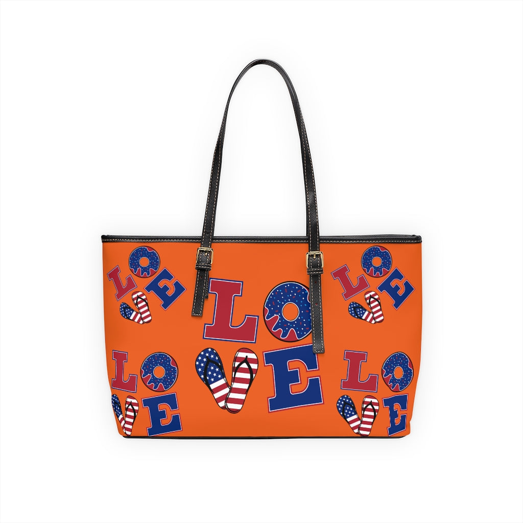 Orange LOVE PU Leather Shoulder Bag