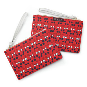 Red Star Print Clutch Bag