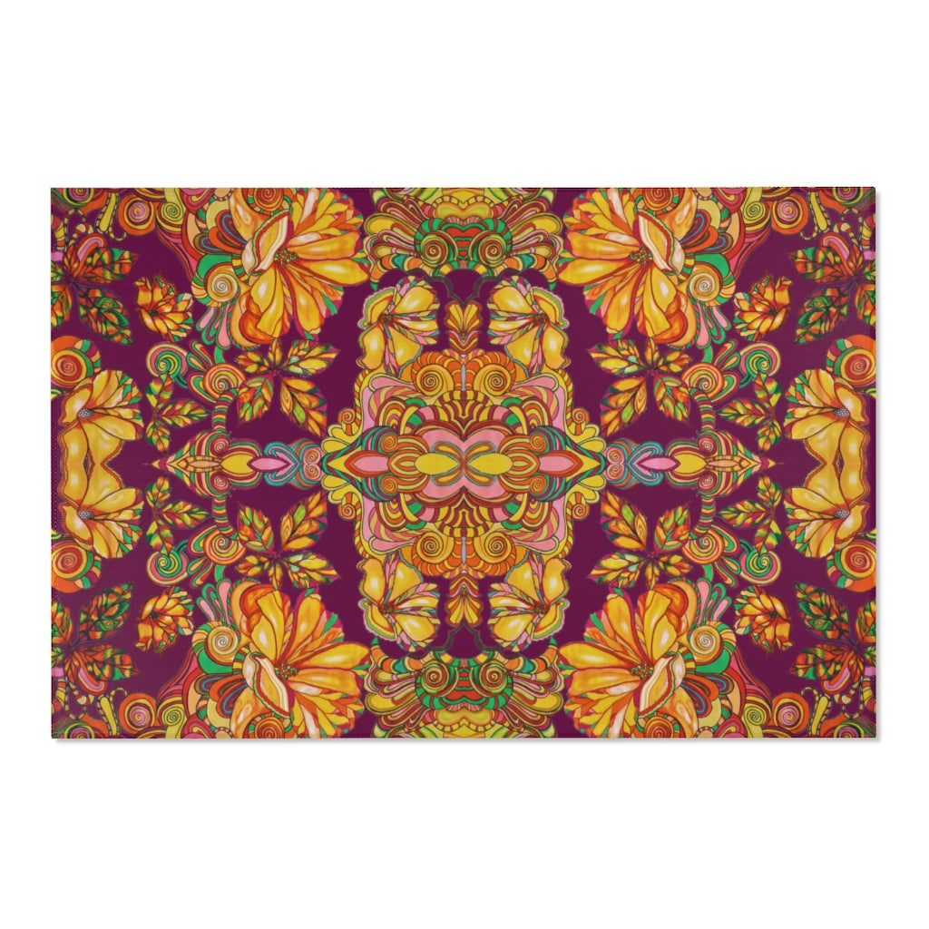 Artsy Floral Royal Purple Area Rug