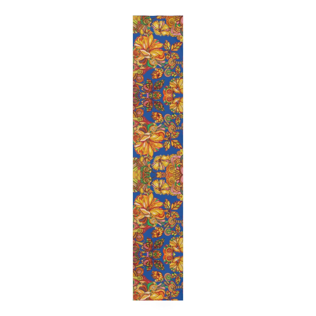 Artsy Floral Royal Blue Table Runner