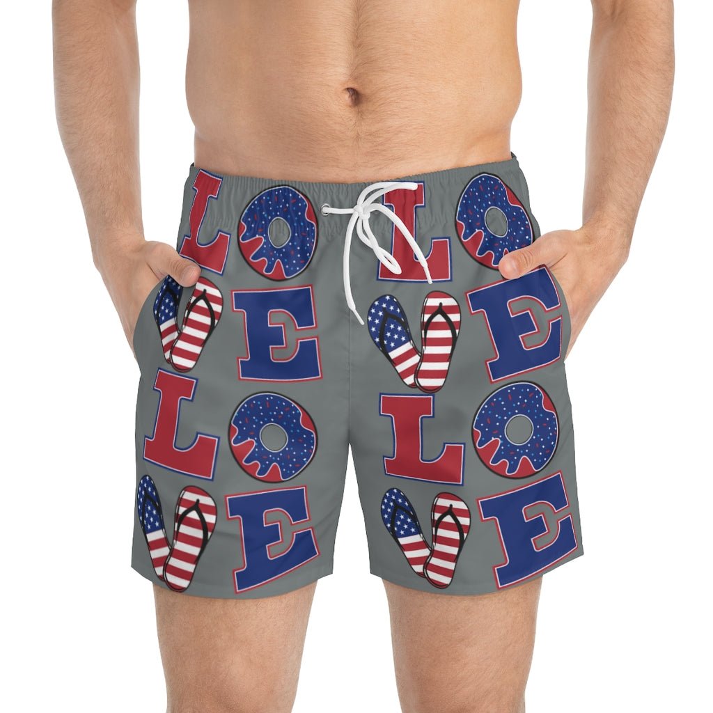 Men's American Love Ash Swimming Trunks