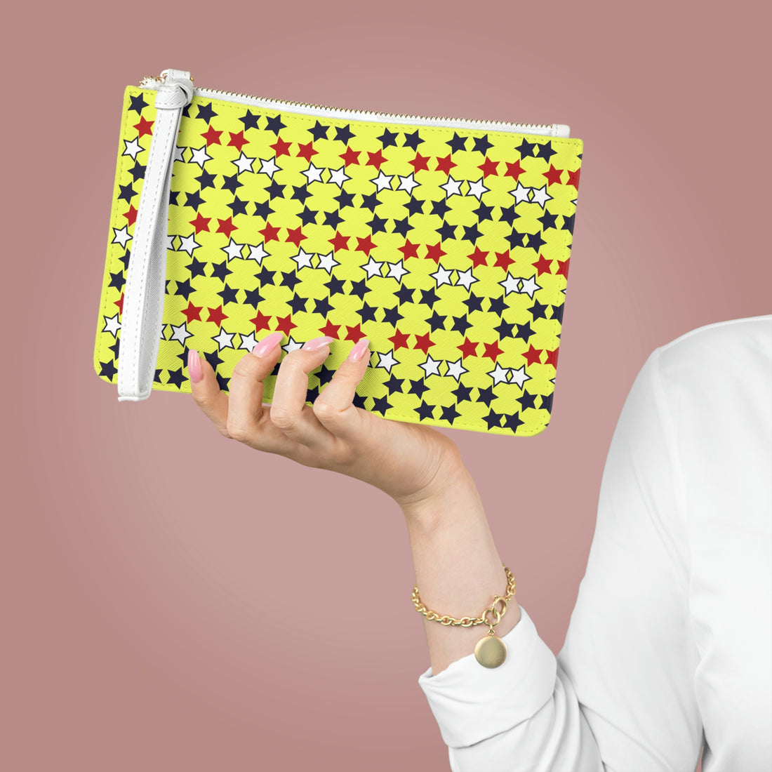 Canary Star Print Clutch Bag