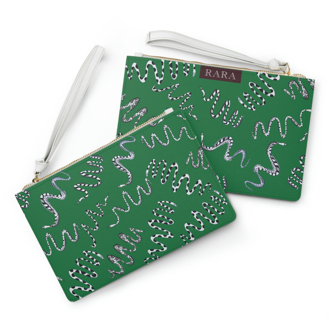 Green Snake Print Clutch Bag