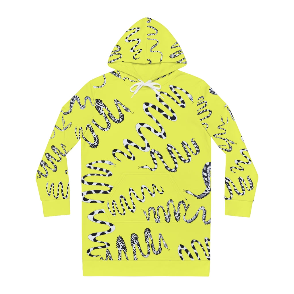 Canary Snake Print Hoodie Dress