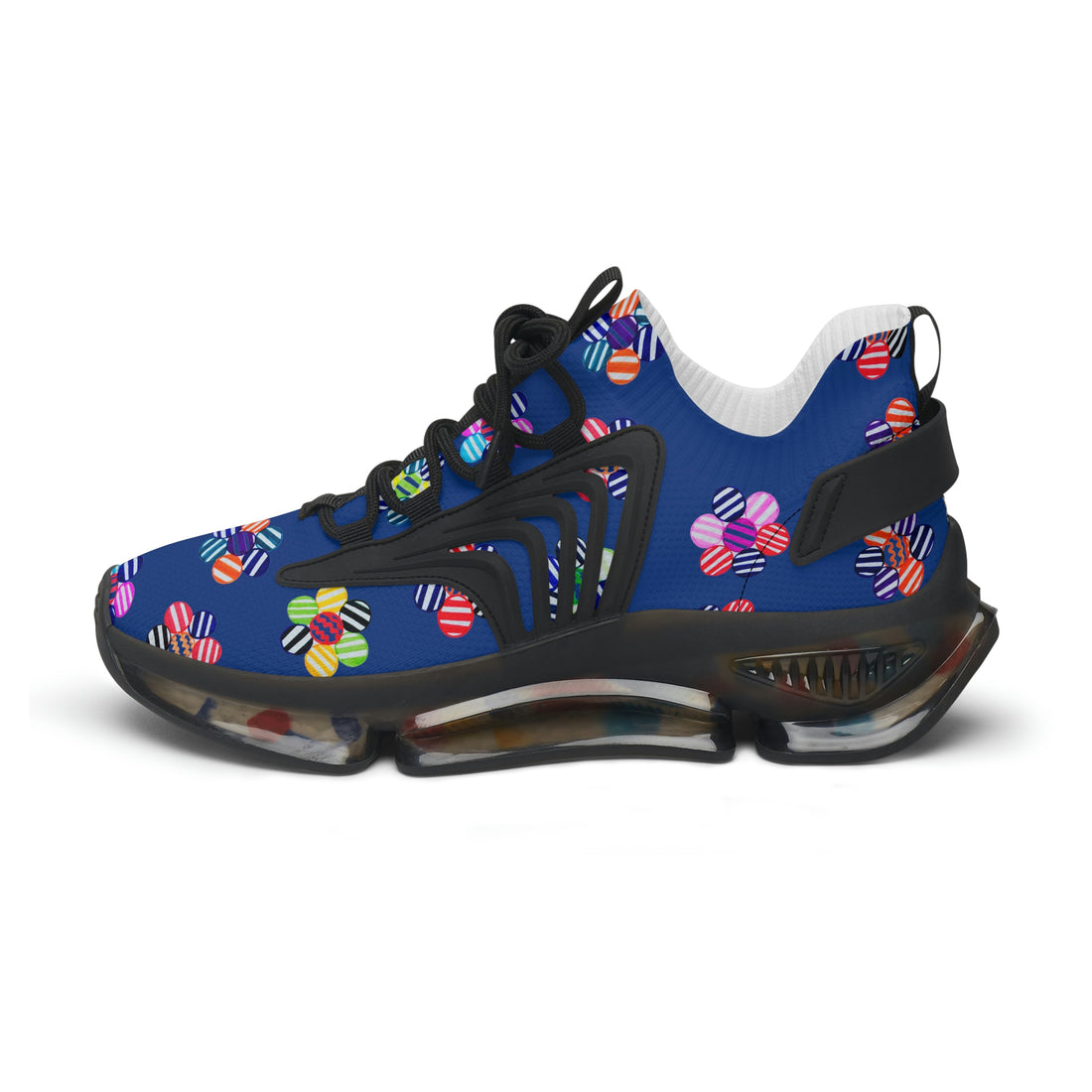 Royal Blue Candy Floral Printed OTT Women's Mesh Knit Sneakers