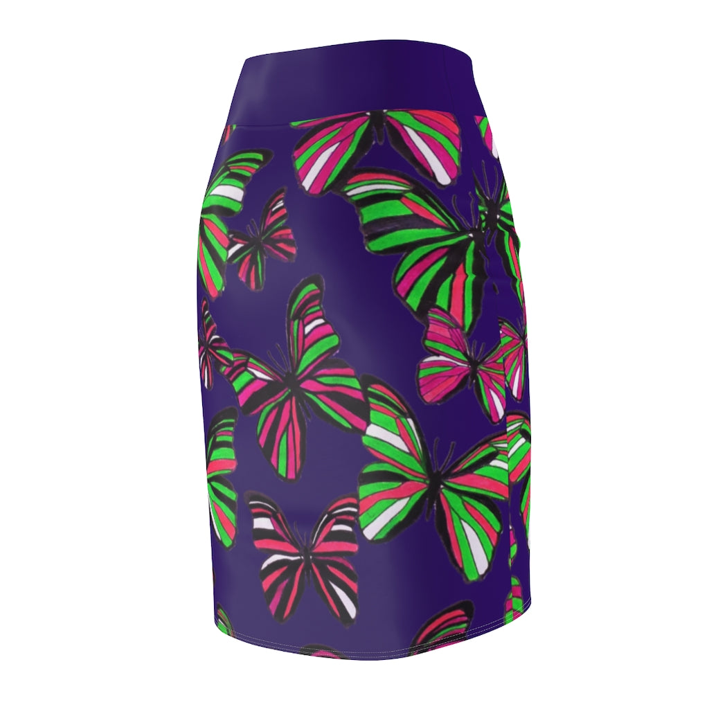 Violet Butterflies Pencil Skirt