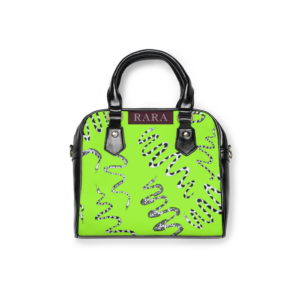 lime snake print handbag