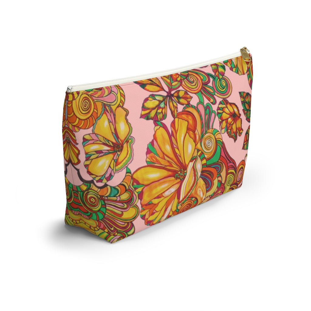 Blush Artsy Floral Accessory Pouch