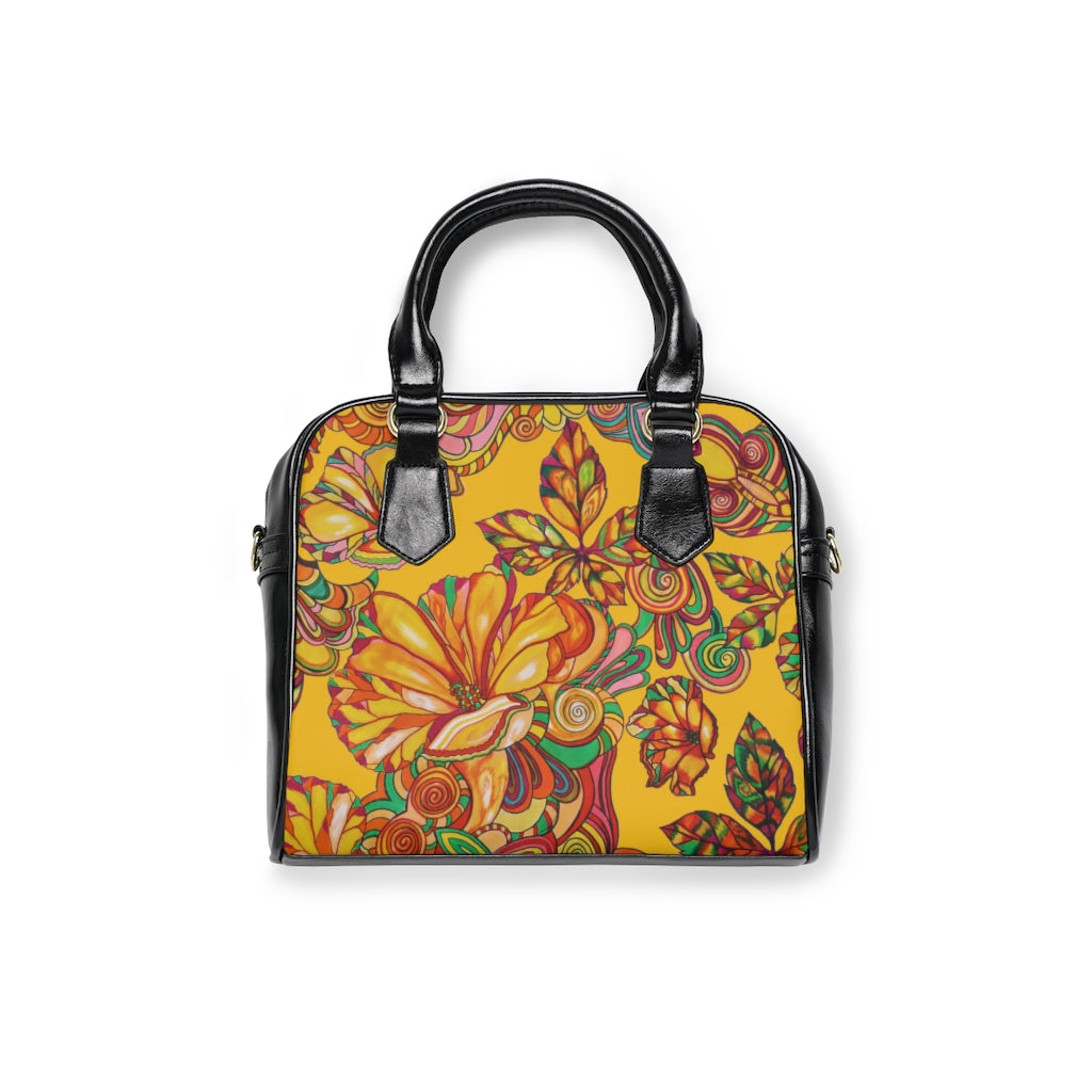 yellow floral print handbag