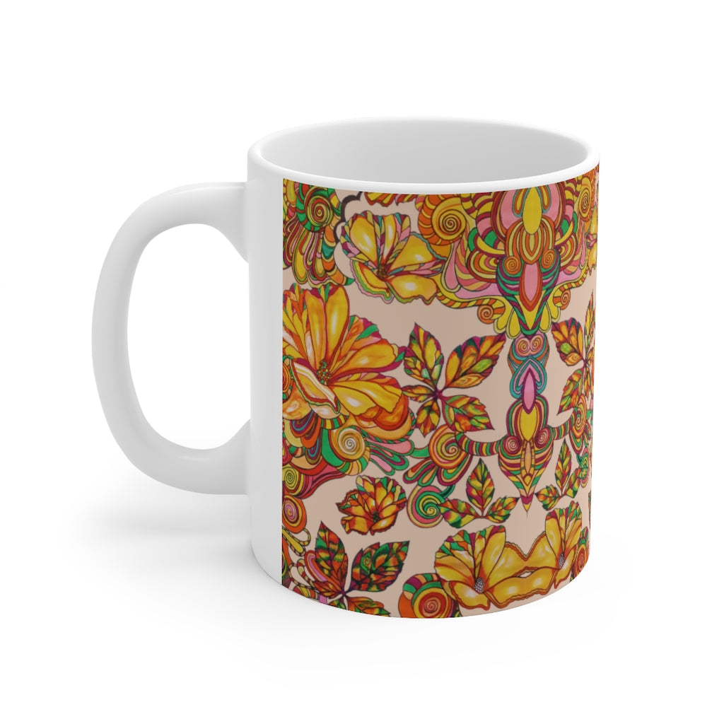 Artsy Florals Nude Mug 11oz