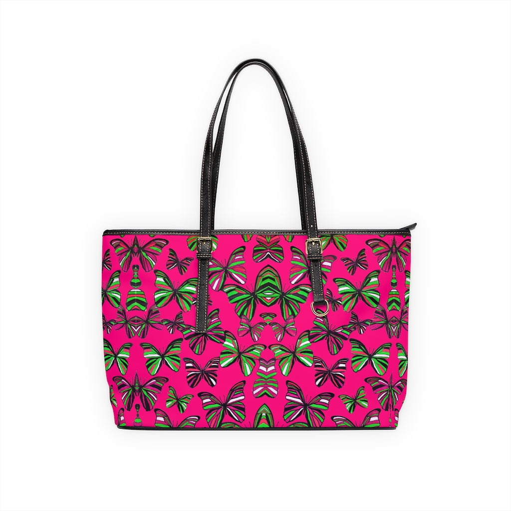 Hot Pink Butterfly PU Leather Shoulder Bag