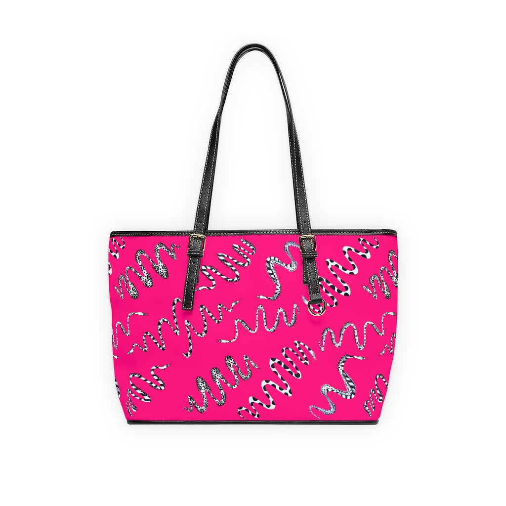 hot pink snake print tote bag