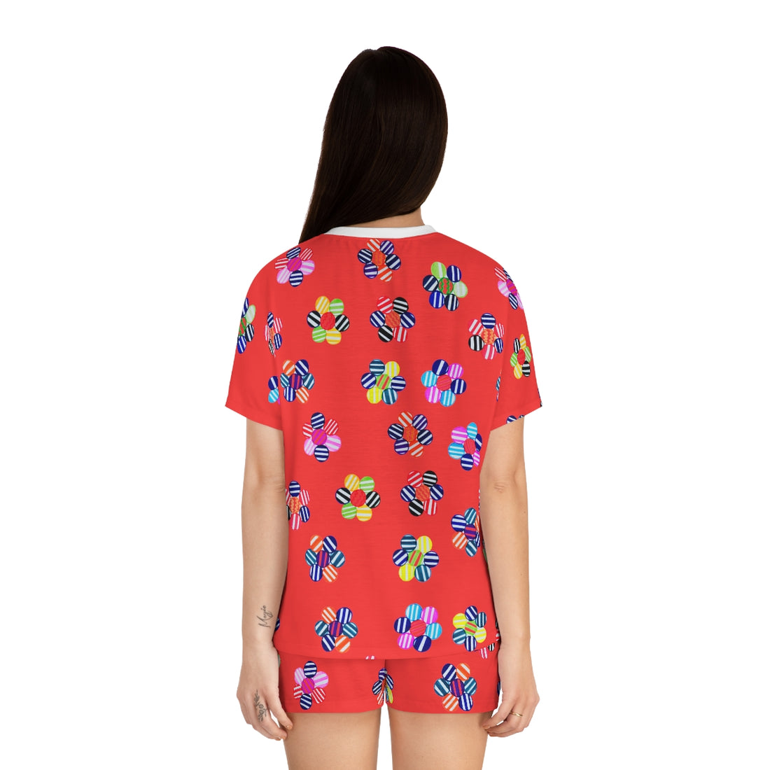 Vermillion Candy Floral Short Pajama Set (AOP)