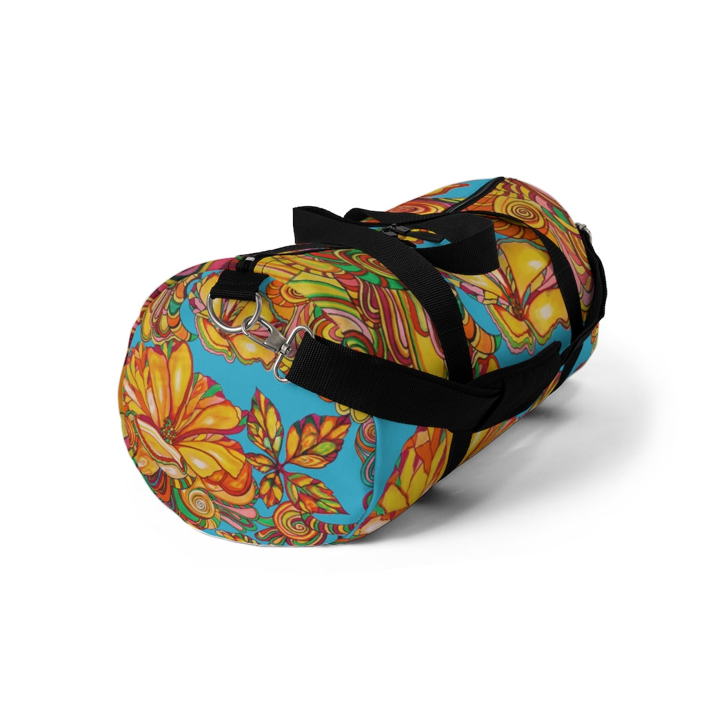 Artsy Floral Aqua Duffel Bag