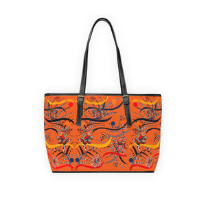 orange  animal & jungle print tote bag