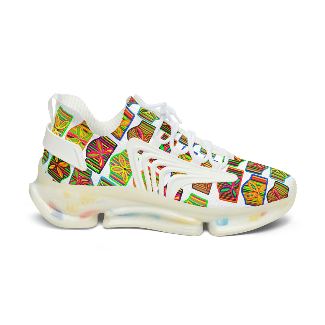 White Deco Print OTT Women's Mesh Knit Sneakers