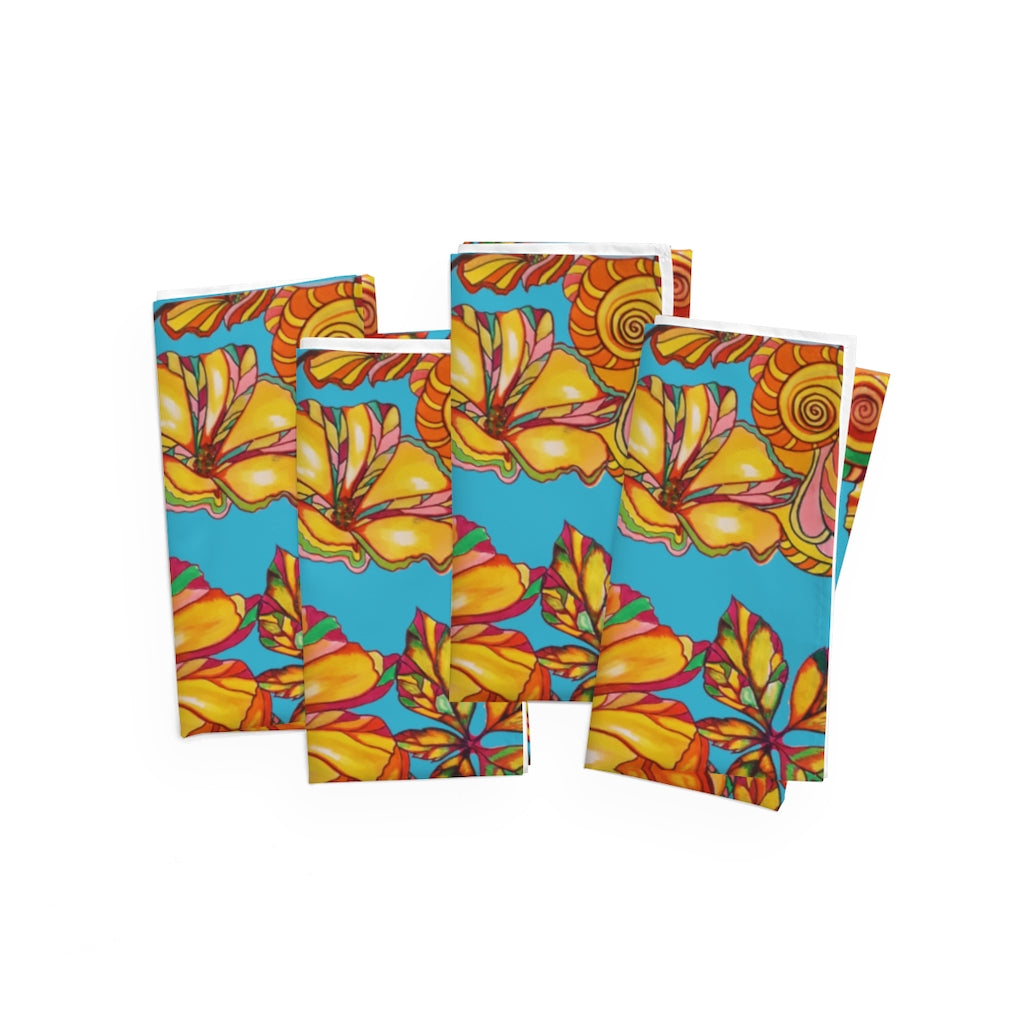 Aqua Artsy Floral Napkin