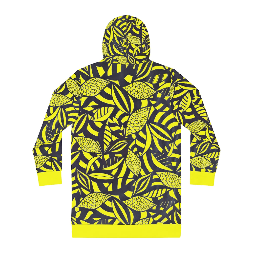 canary tropical print hoodie dress 