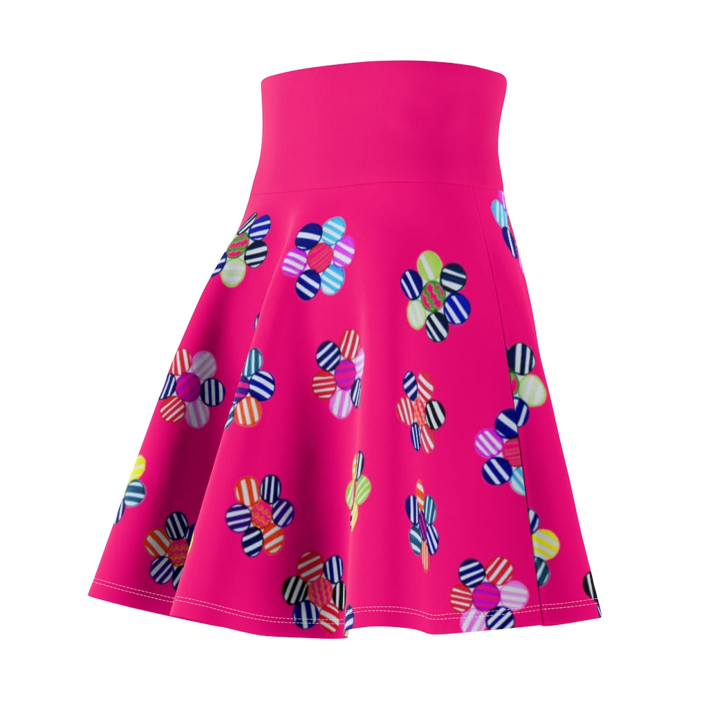 Hot Pink Candy Florals Skater Skirt