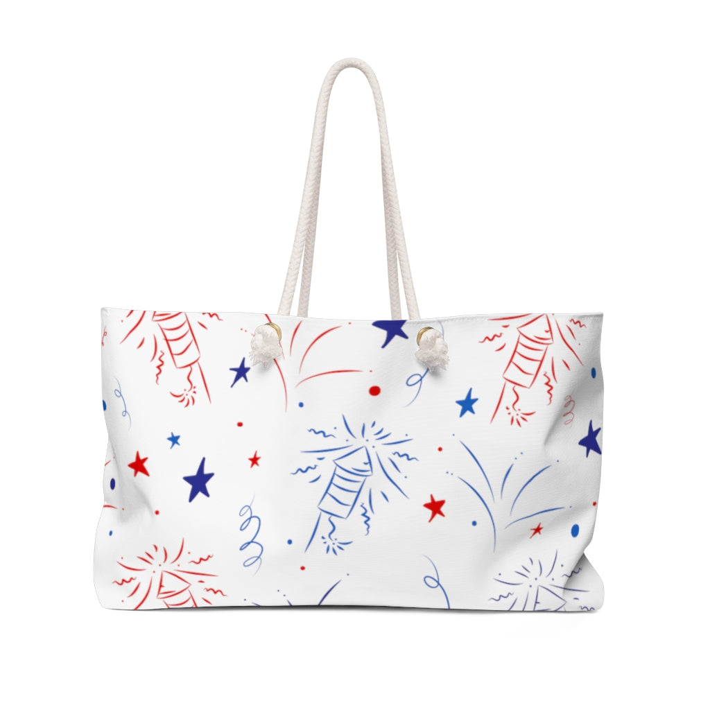 The Firecracker - White Weekender Bag