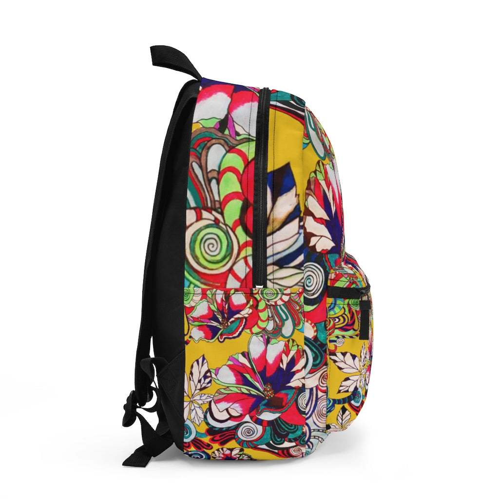 Yellow Artsy Floral Pop Backpack