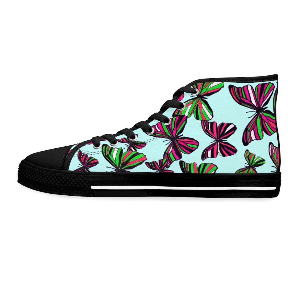 Ice Blue Butterflies Women's High Top Sneakers