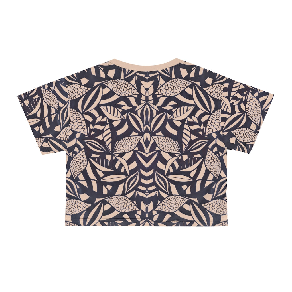 nude tropical print crop t-shirt