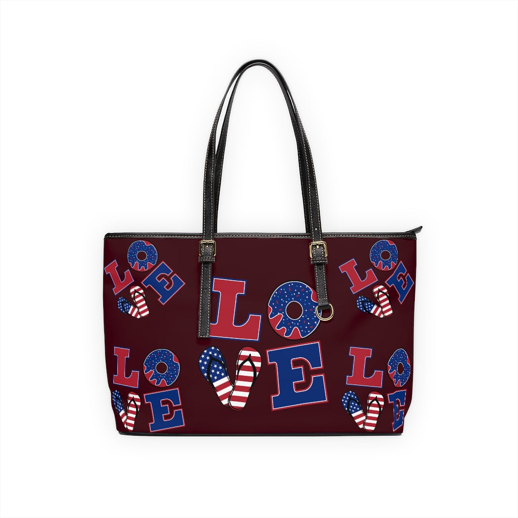 Chocolate Brown LOVE PU Leather Shoulder Bag