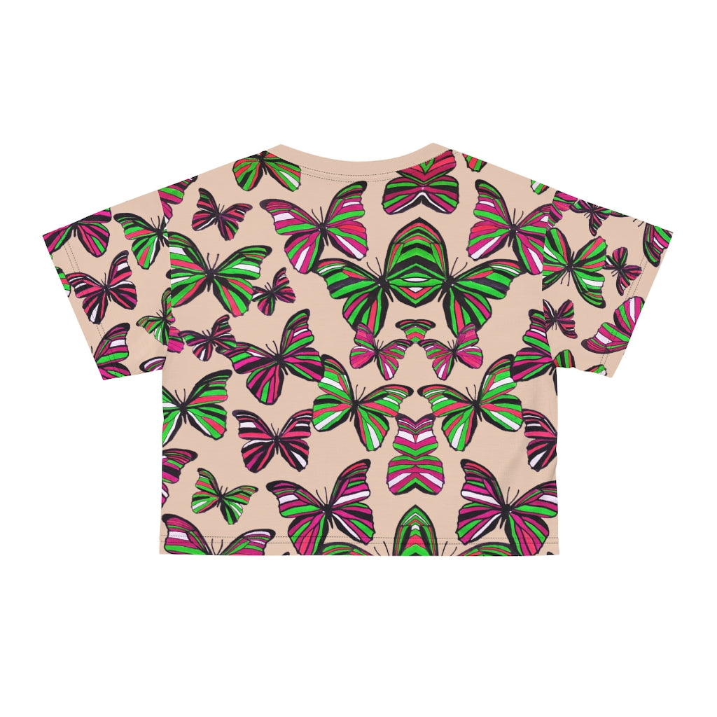 Nude Butterfly AOP Crop Tee