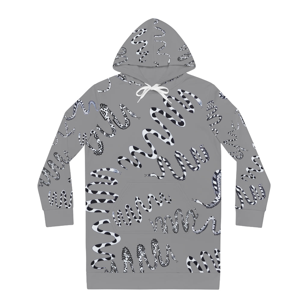 Grey Snake Print Hoodie Dress