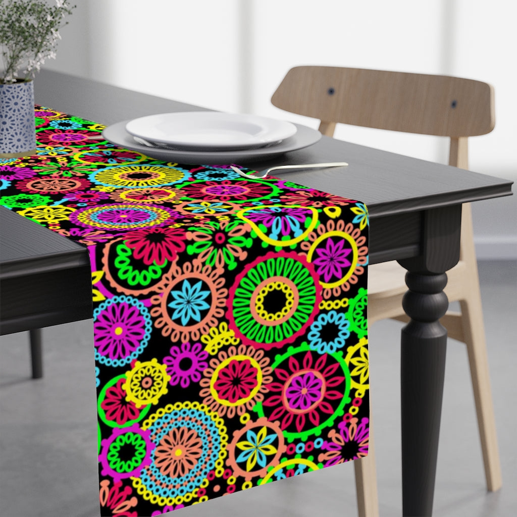 70s Vibe Black Table Runner