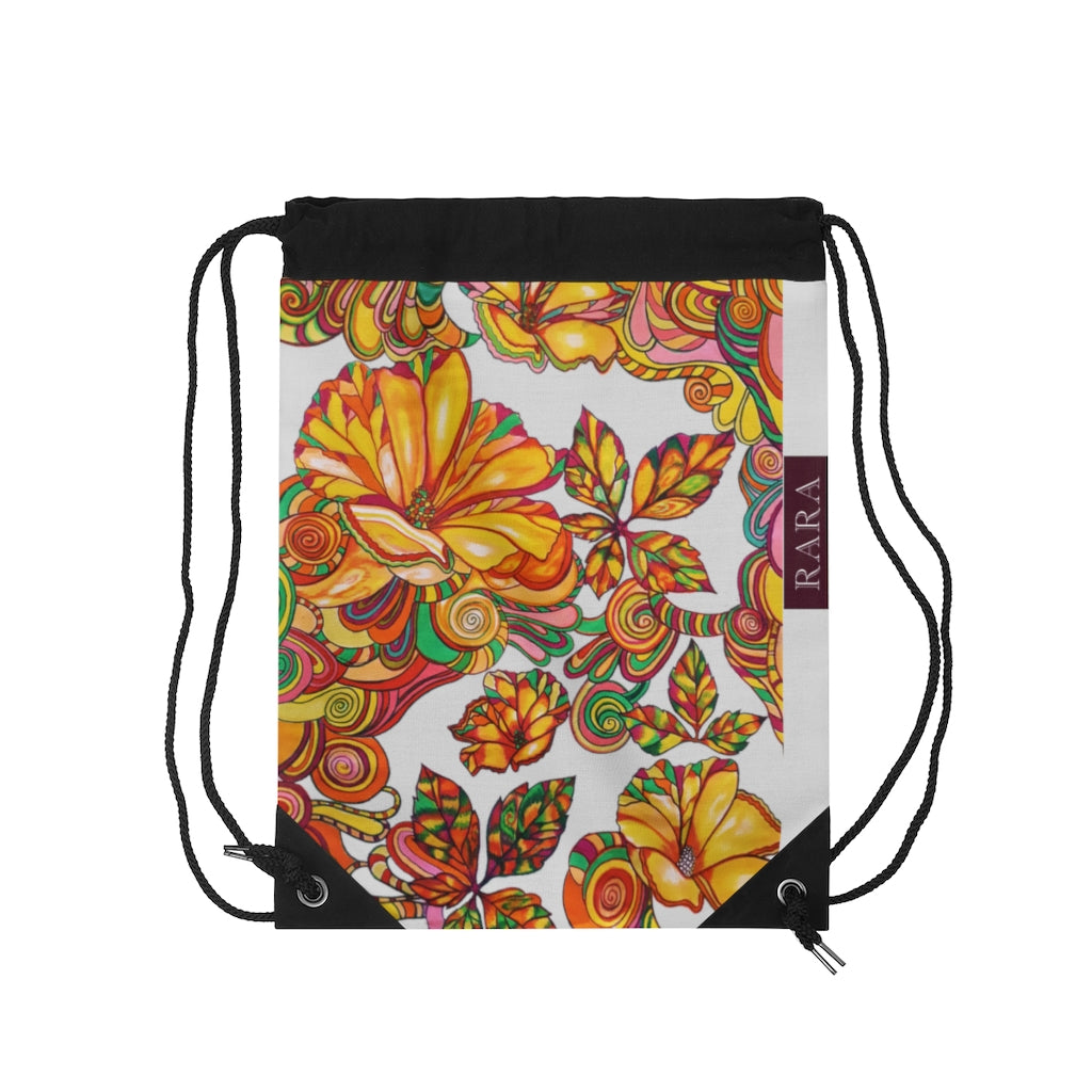 Slate Artsy Florals Drawstring Bag