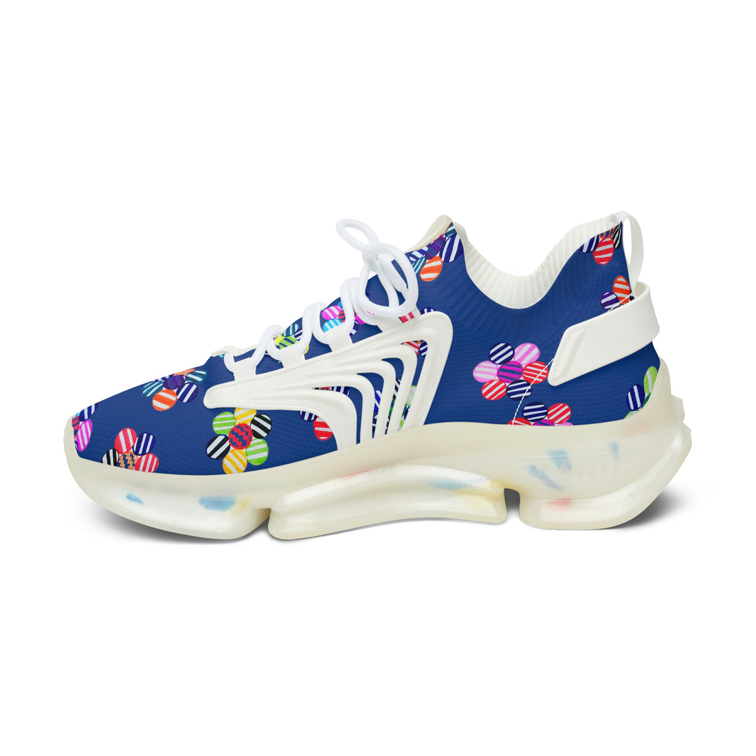 Royal Blue Candy Floral Printed OTT Women's Mesh Knit Sneakers