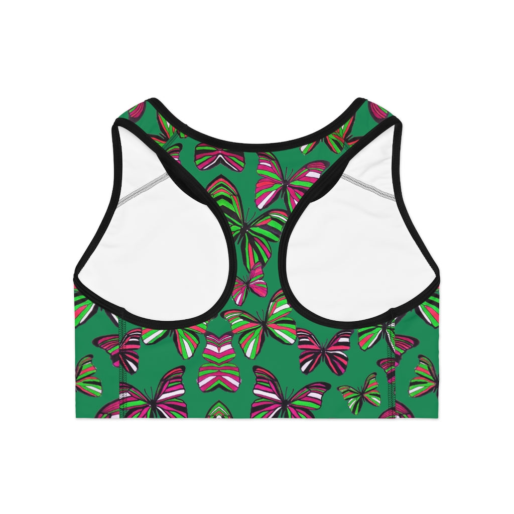 Emerald Butterfly (AOP) Sports Bra