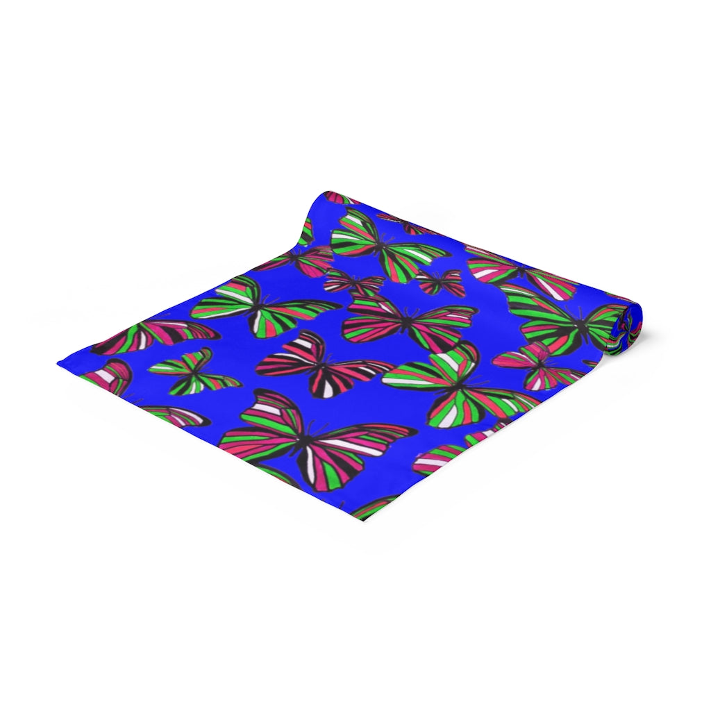 Butterflies Electric Blue Table Runner