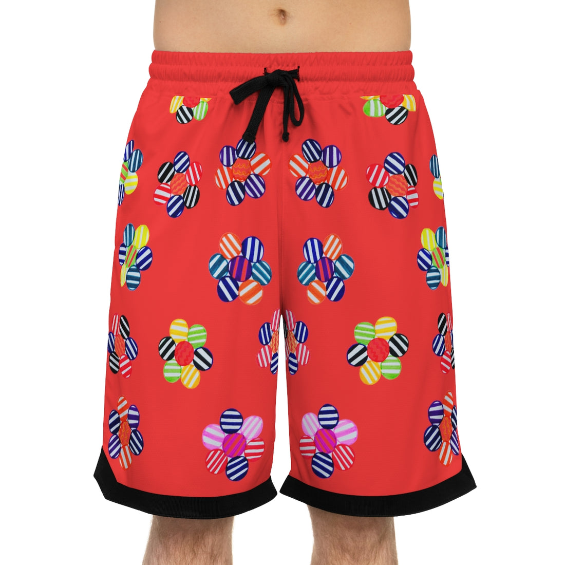 vermillion geometric floral print basketball shorts 