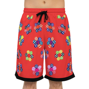 vermillion geometric floral print basketball shorts 