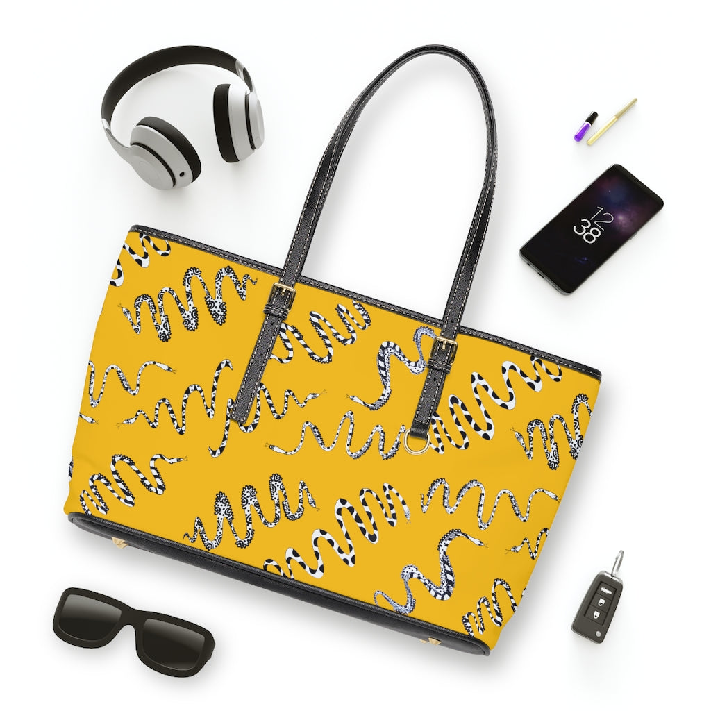 Yellow Snake Den PU Leather Shoulder Bag