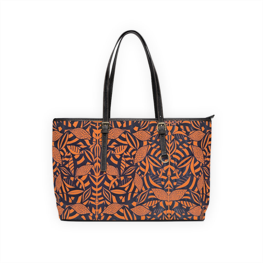 peach tropical print tote