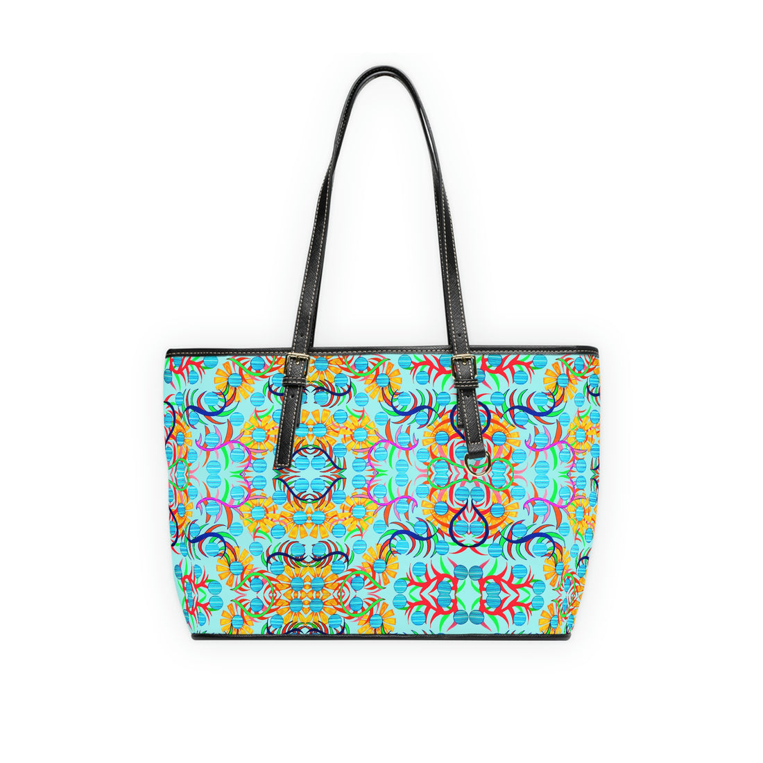 Icy Blue Sunflower PU Leather Shoulder Bag