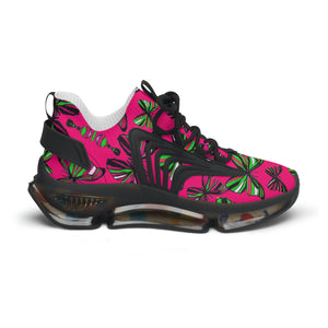 Hot Pink Butterfly Printed OTT Women's Mesh Knit Sneakers